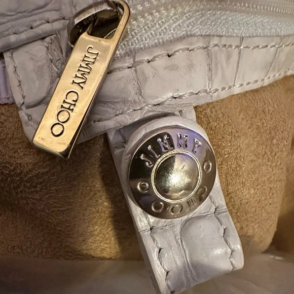 JIMMY CHOO Authentic Ivory Rhea Leather Croc Luxe Handbag - Picture 11 of 16